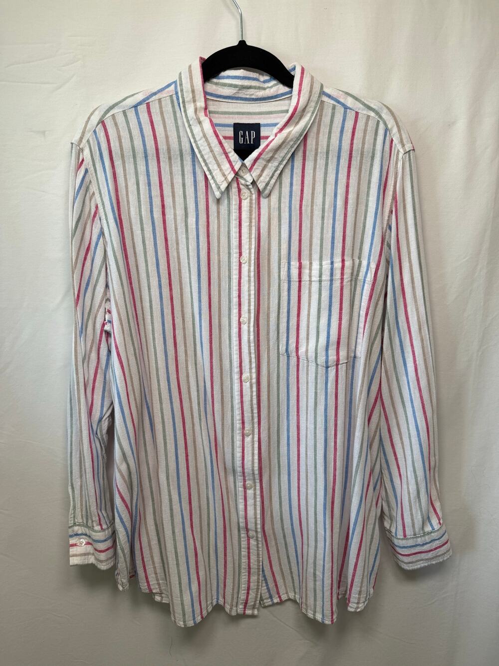 Gap Women's Linen Blend Long Sleeve Button Down, Size 2XL